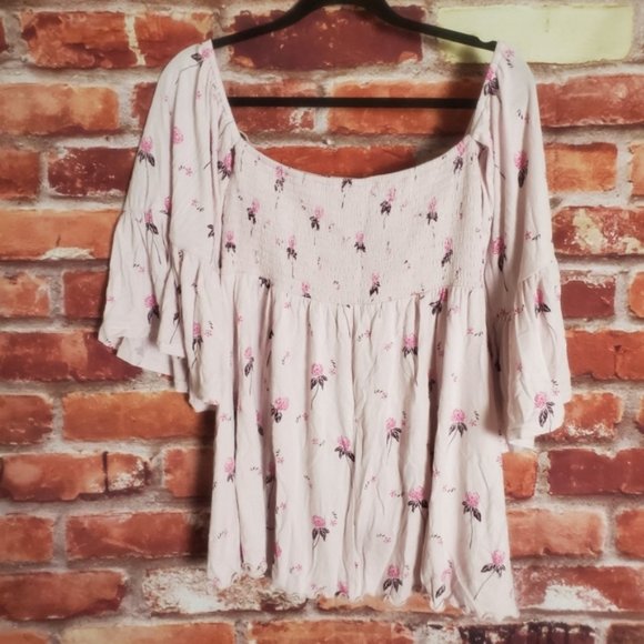 Free People Lana Pink Floral Rayon Blouse Small - Picture 4 of 6